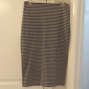 Express Striped Pencil Midi Skirt